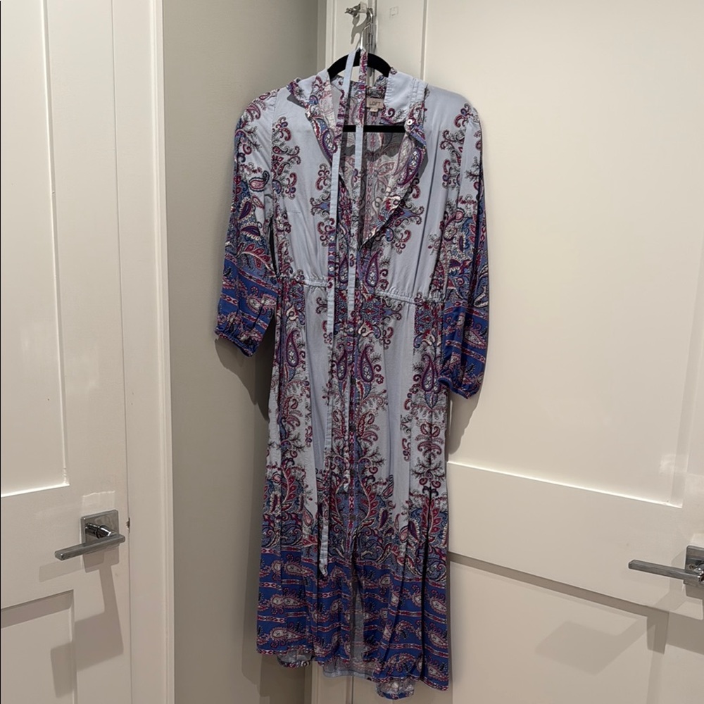 LOFT Blue and Purple Patterned Dress